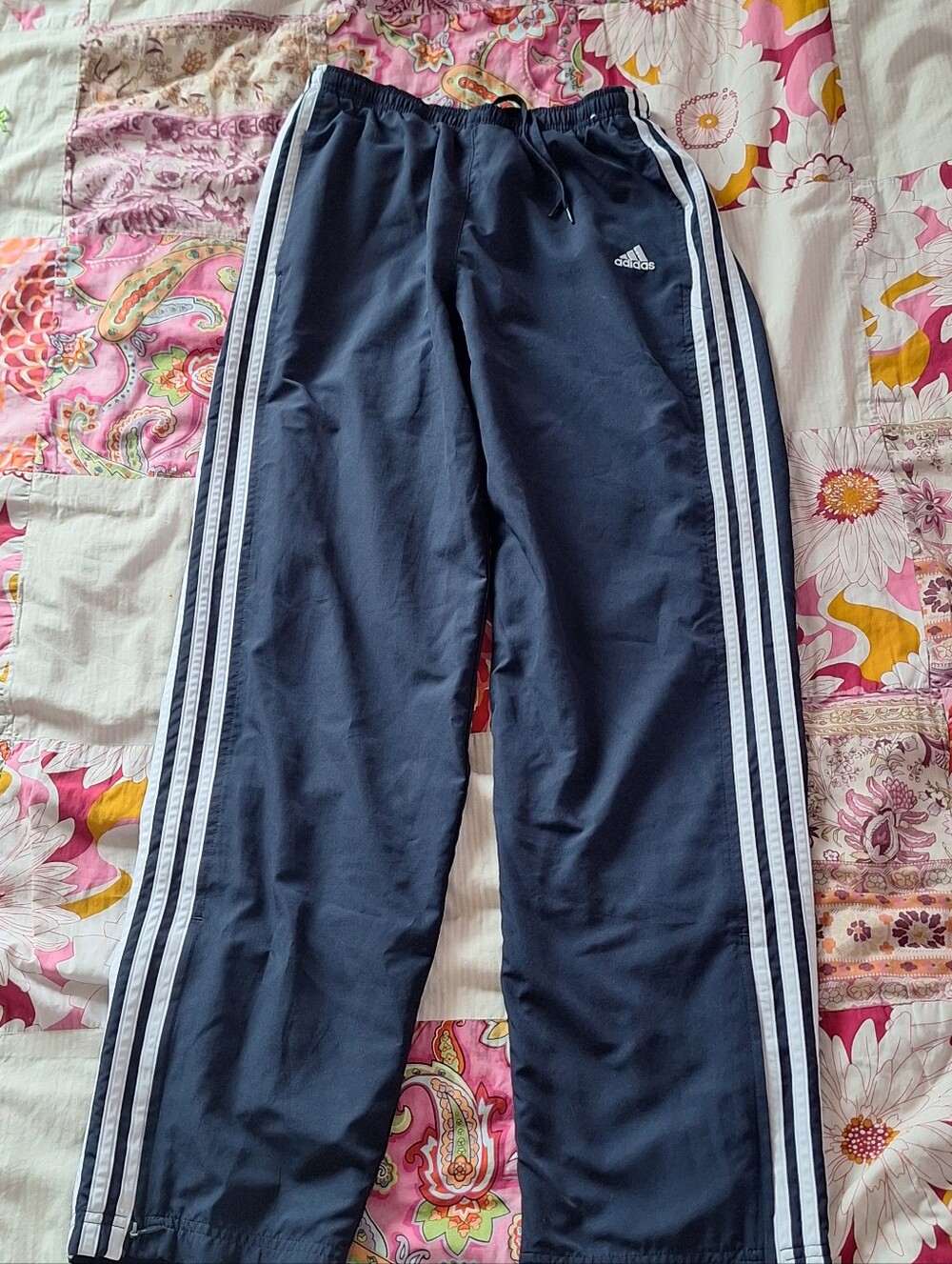 ADIDAS BAGGY JOGGERS, 90's Vintage Sporty Zip Pants With Mesh Lining